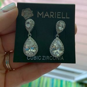 Mariell Cubic Zirconia Teardrop Wedding Earrings